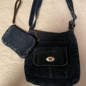 90s Jean shoulder bag and wristlet set